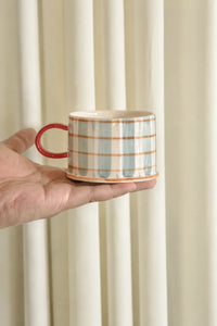 Studio Picnic Blue Plaid Ceramic Mug