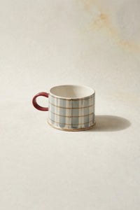 Studio Picnic Blue Plaid Ceramic Mug