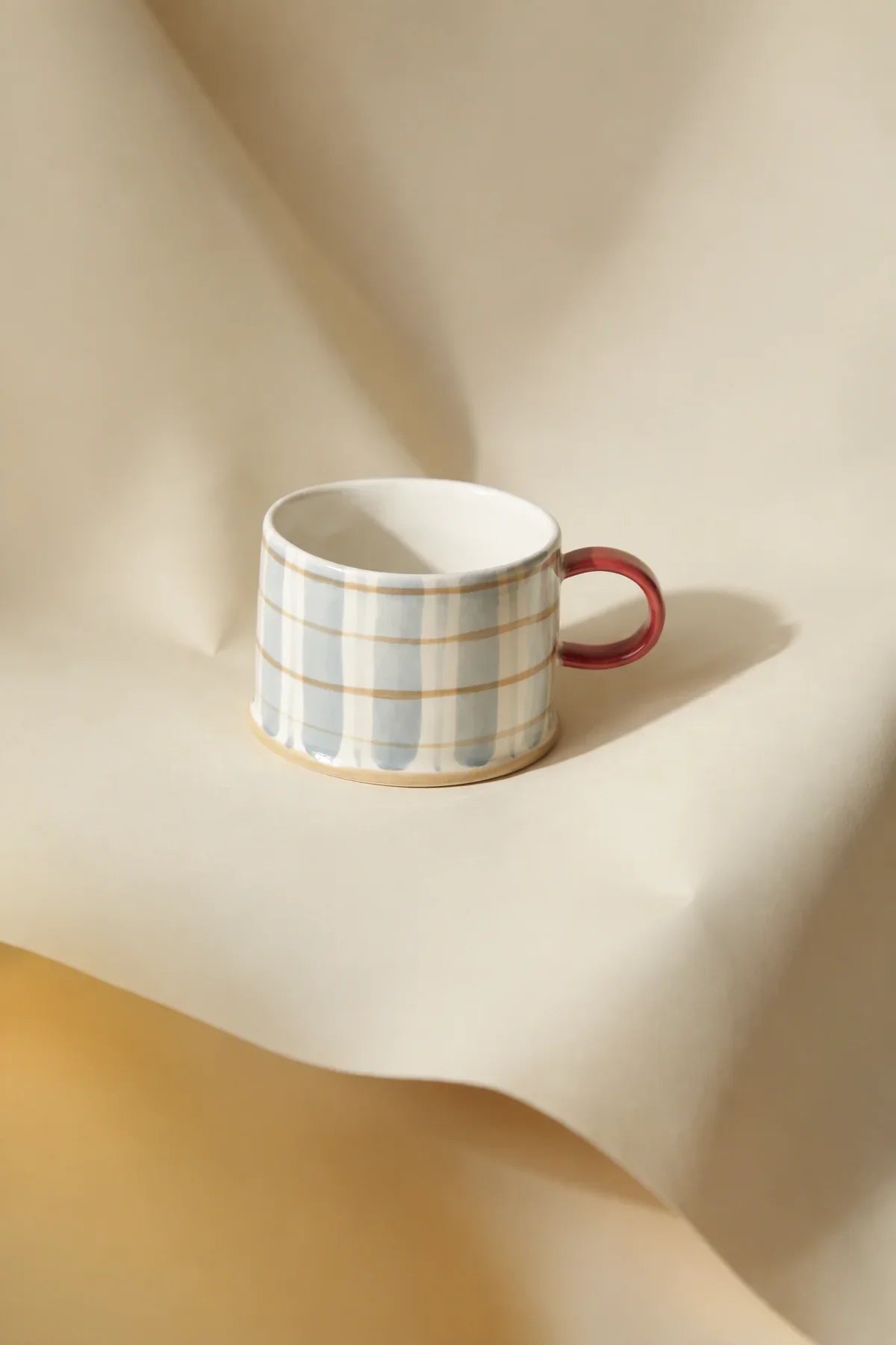 Studio Picnic Blue Plaid Ceramic Mug