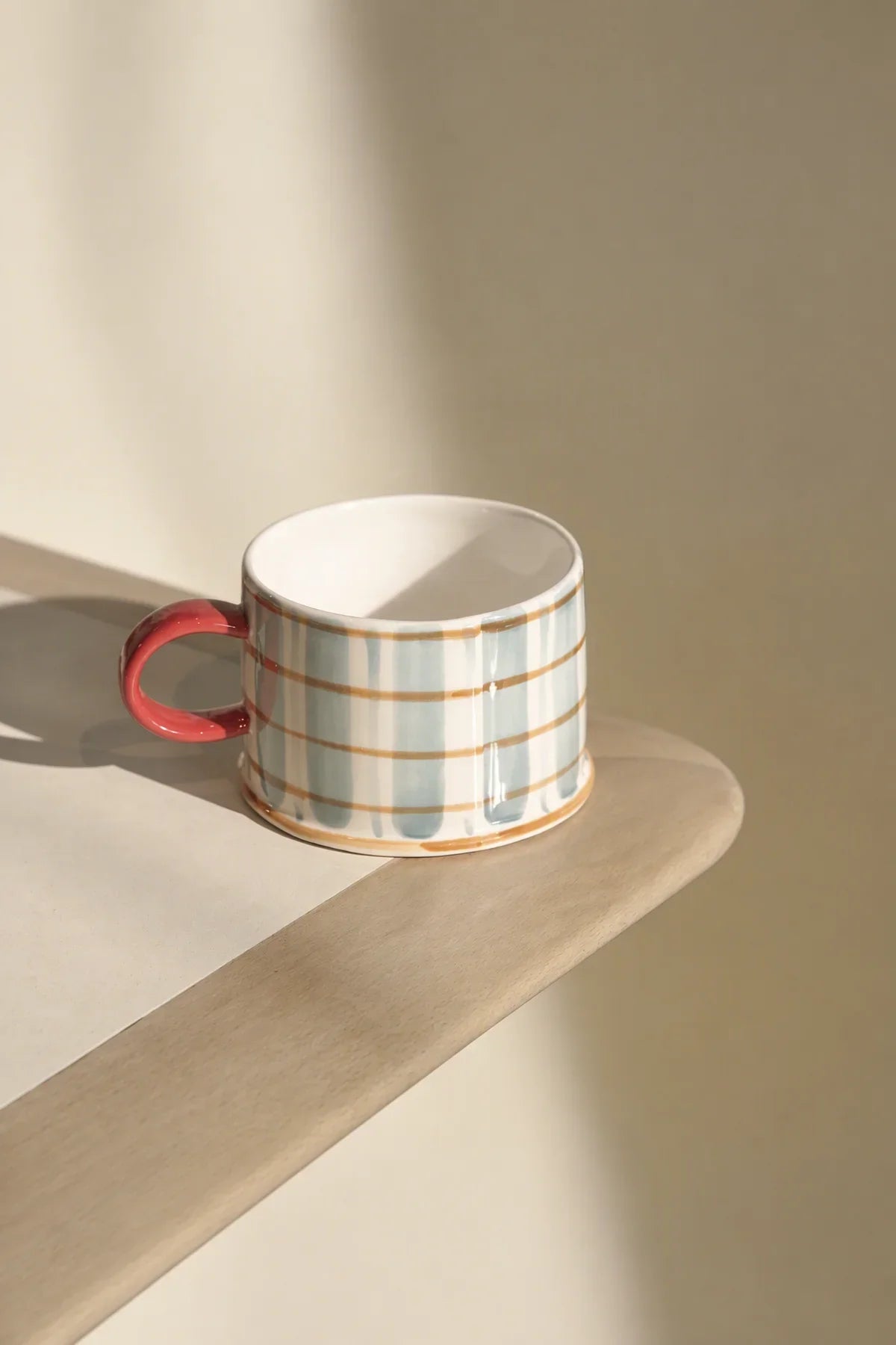Studio Picnic Blue Plaid Ceramic Mug