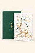 Winter Stag White and Green Paper Greeting Card