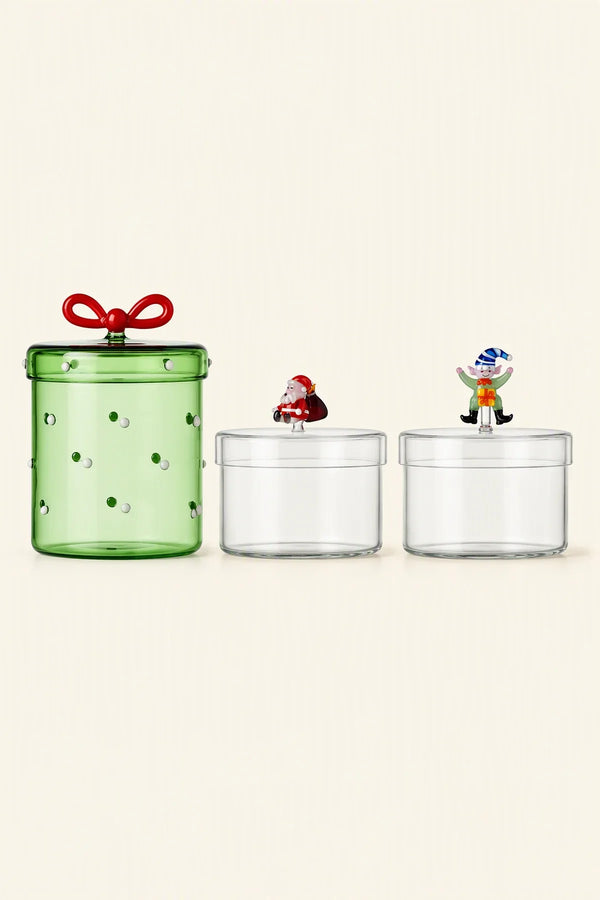 Christmas Tales Clear Glass Storage Vessel
