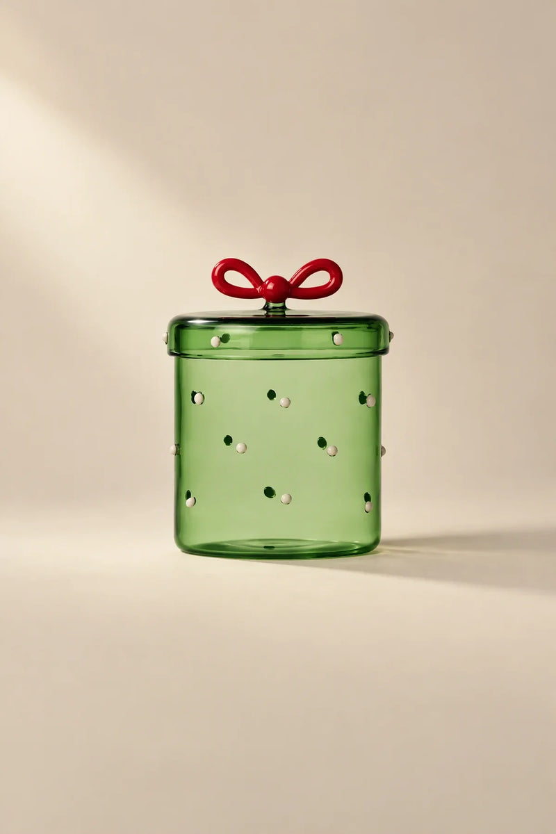 Christmas Tales Clear Glass Storage Vessel