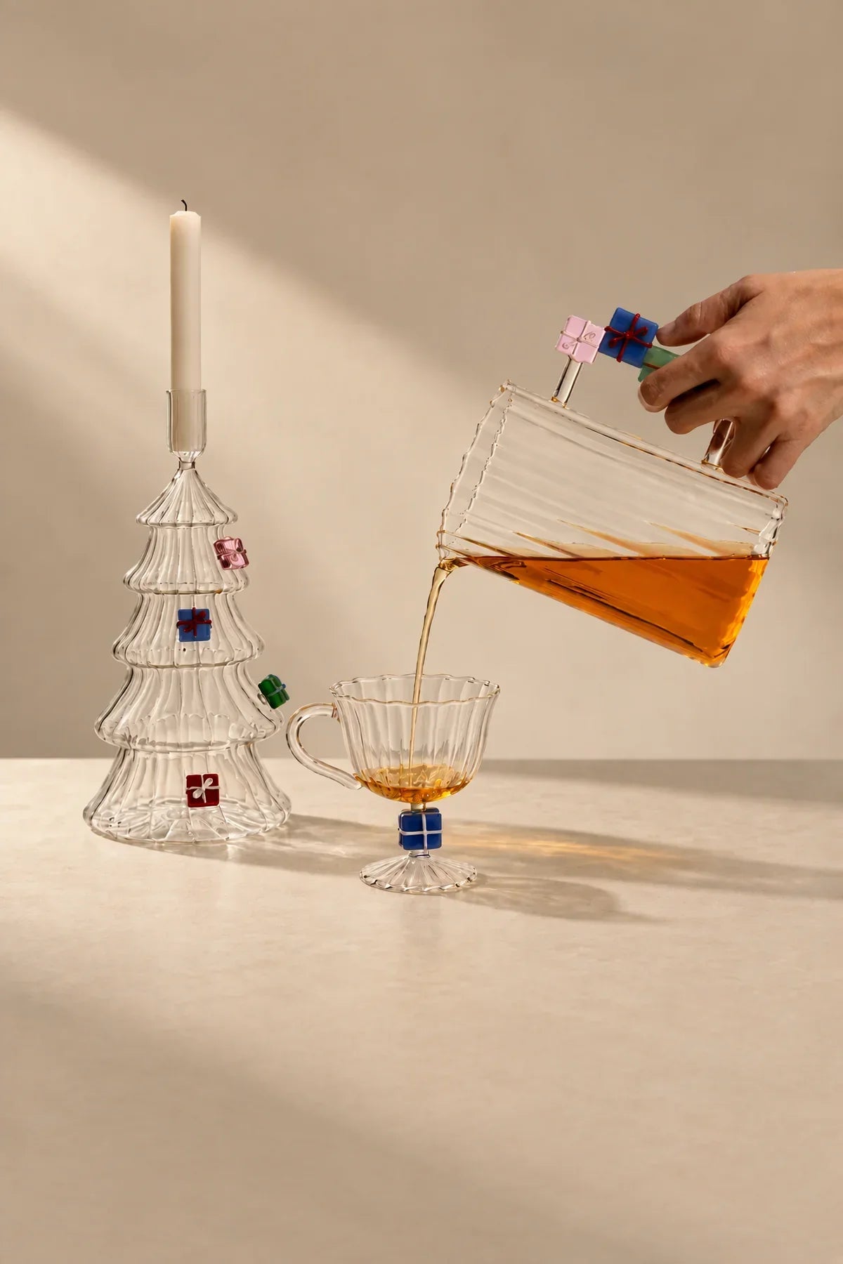 Christmas Tales Clear Glass Storage Vessel