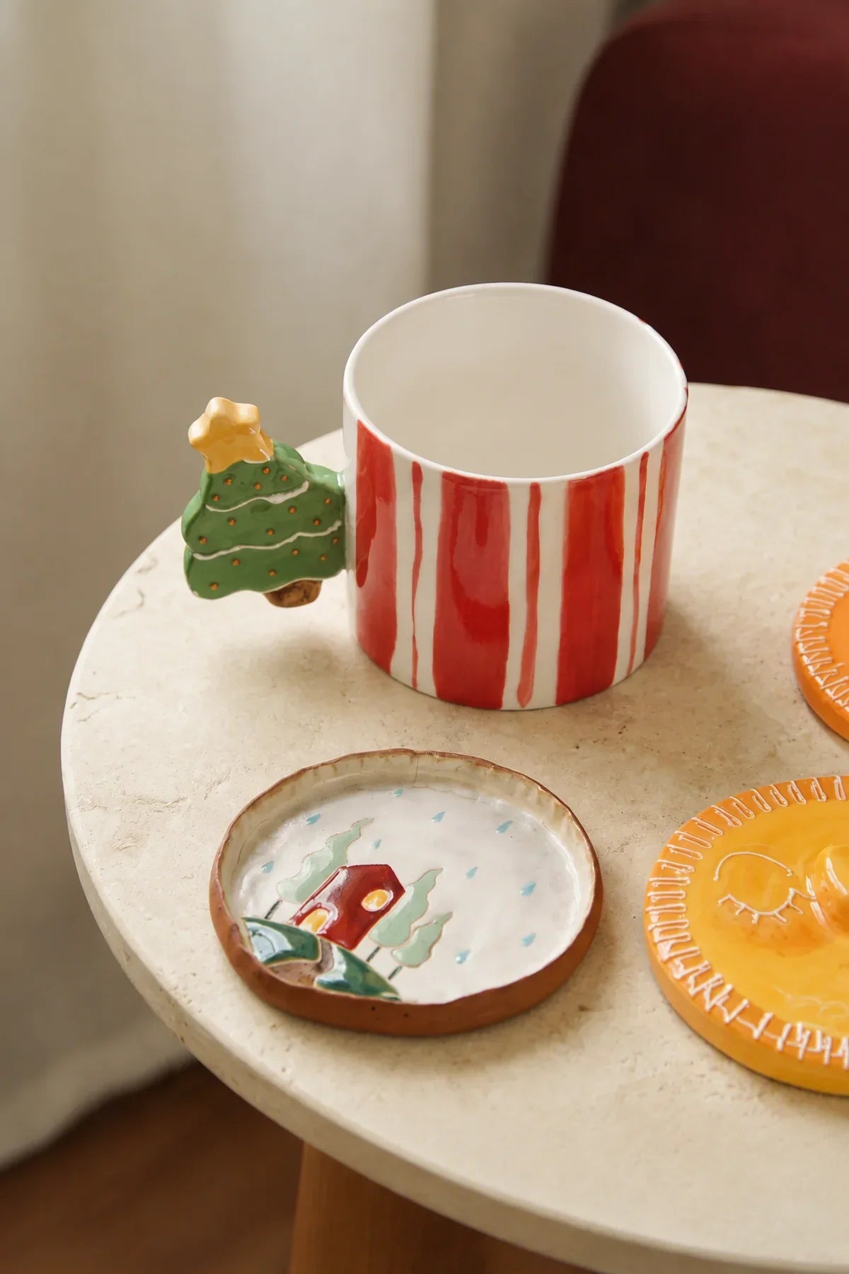 Holiday Parade Red Striped Ceramic Mug