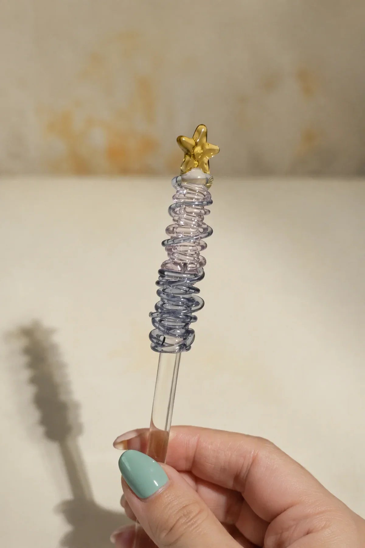 Winter Gala Clear Glass Coffee Stirrer
