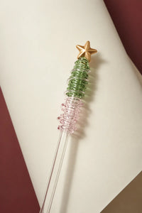 Winter Gala Clear Glass Coffee Stirrer