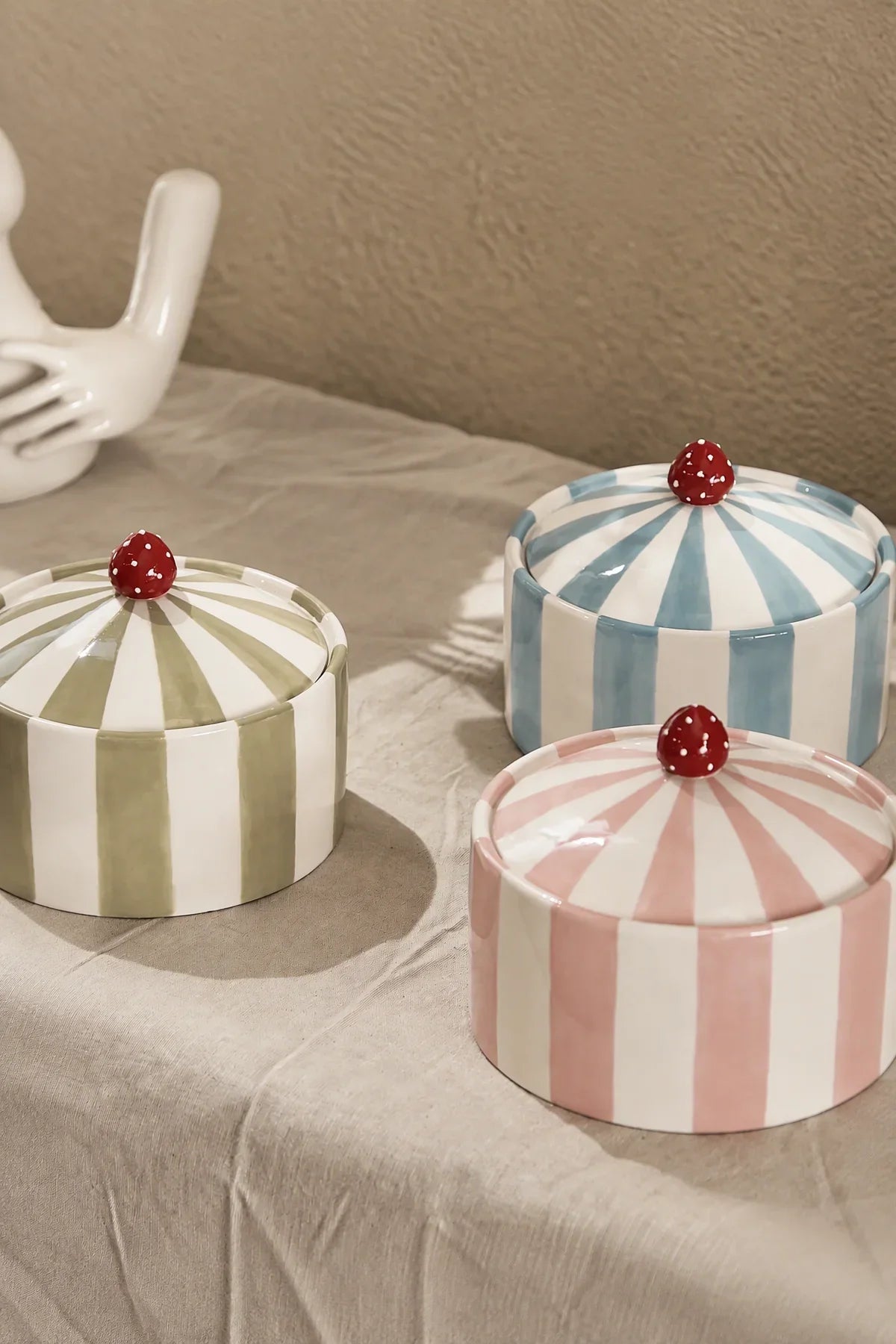 Big Top Striped Ceramic Lidded Vessel