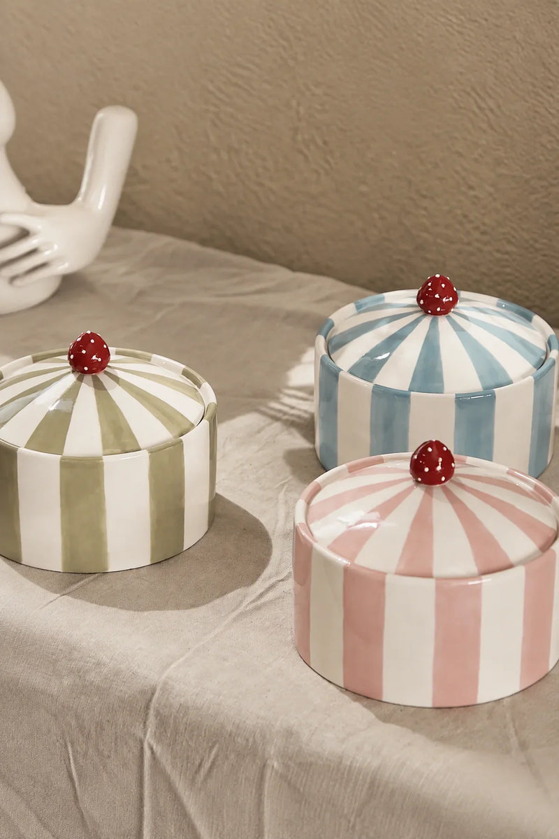Big Top Striped Ceramic Lidded Vessel
