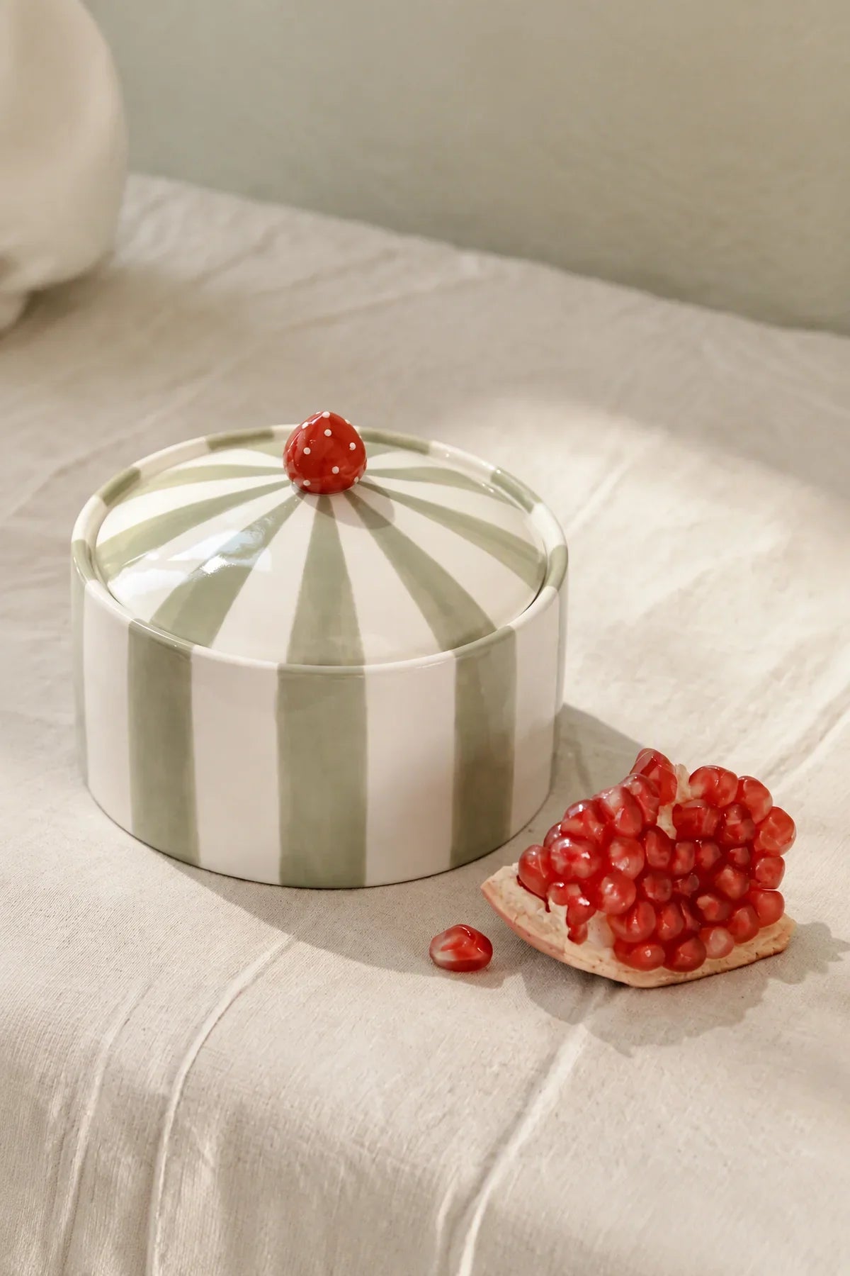 Big Top Striped Ceramic Lidded Vessel