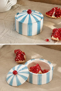 Big Top Striped Ceramic Lidded Vessel