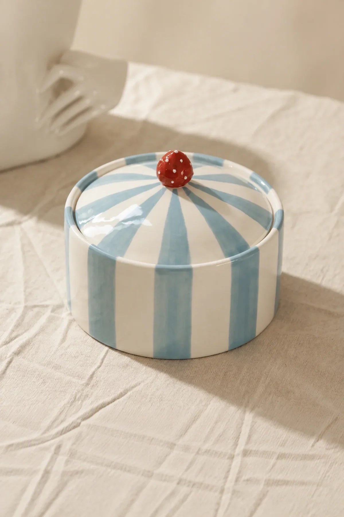 Big Top Striped Ceramic Lidded Vessel