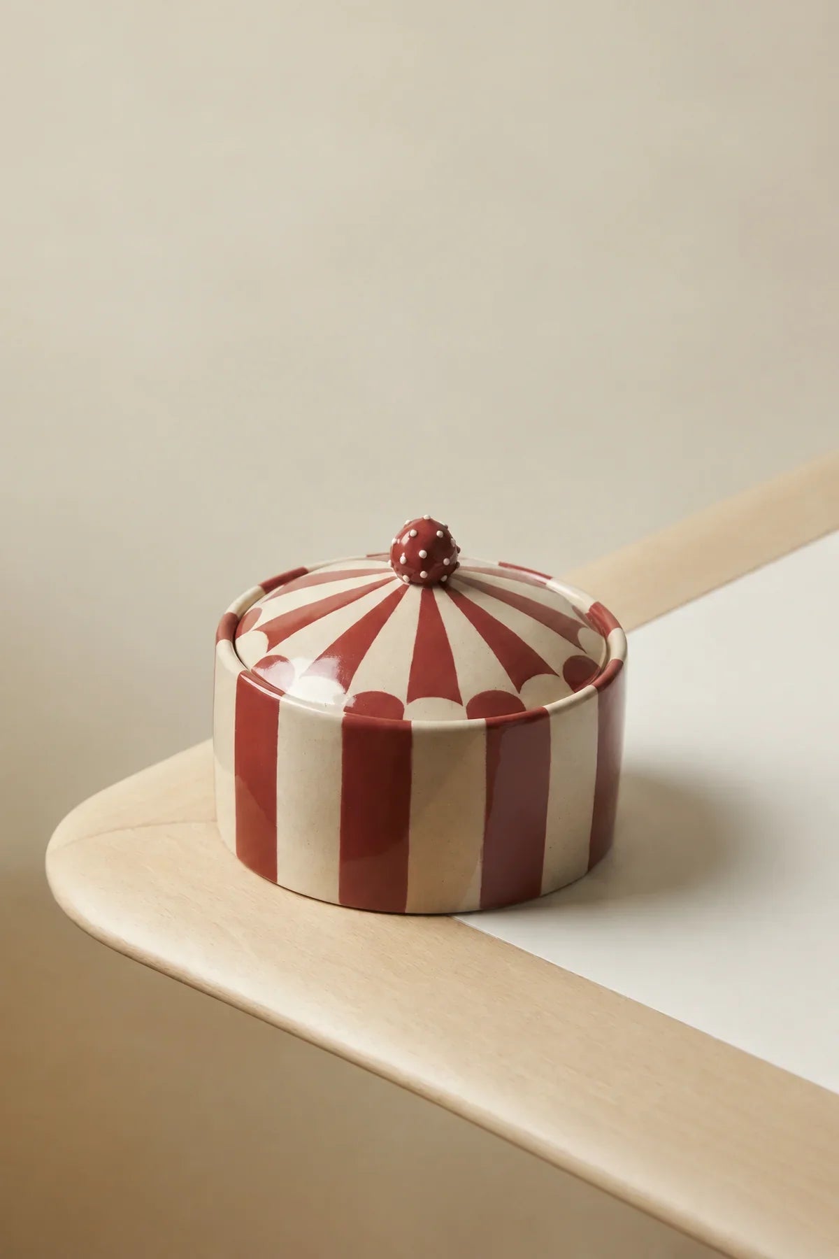 Big Top Striped Ceramic Lidded Vessel