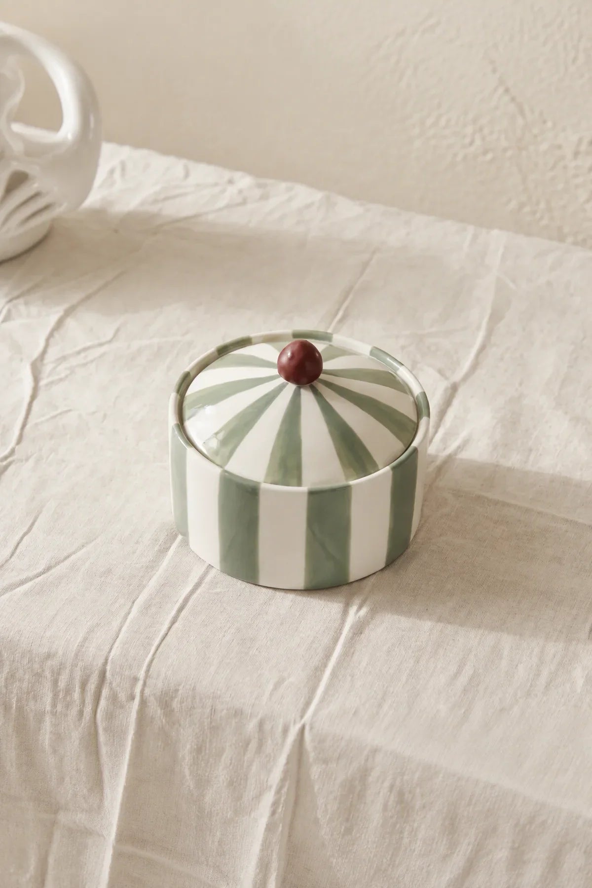 Big Top Striped Ceramic Lidded Vessel
