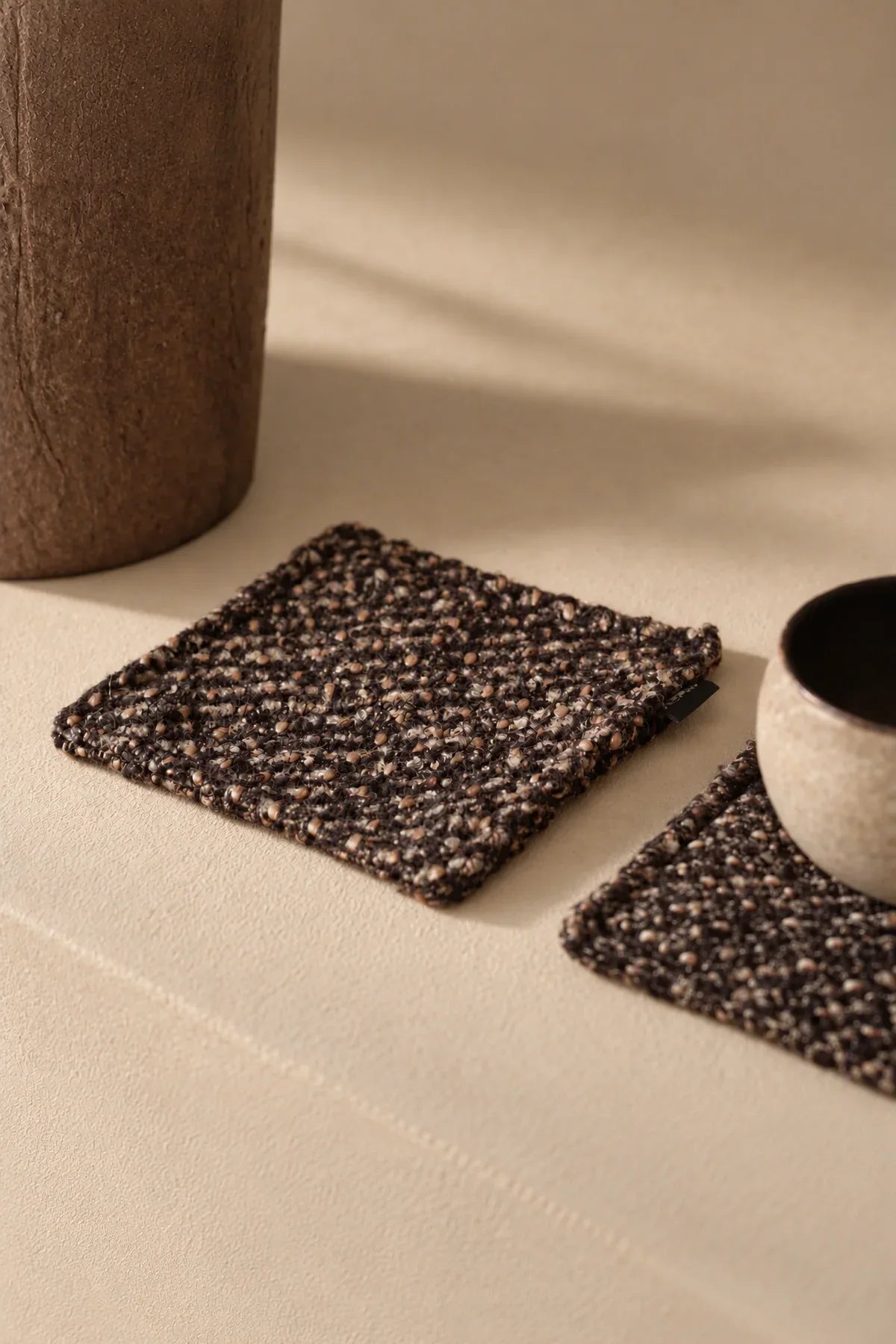 Studio Picnic Brown Mottled-Weave Textile Set
