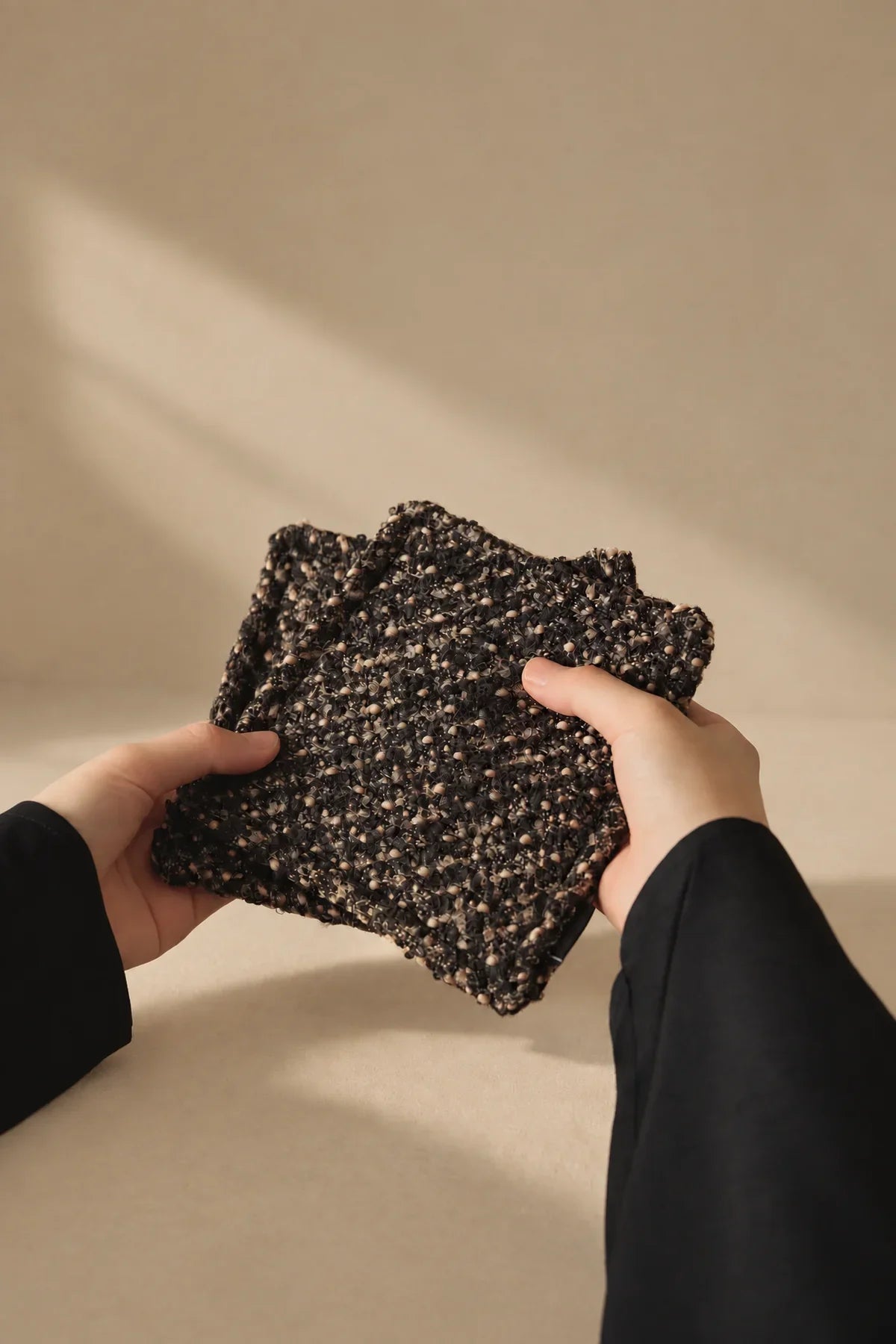 Studio Picnic Brown Mottled-Weave Textile Set