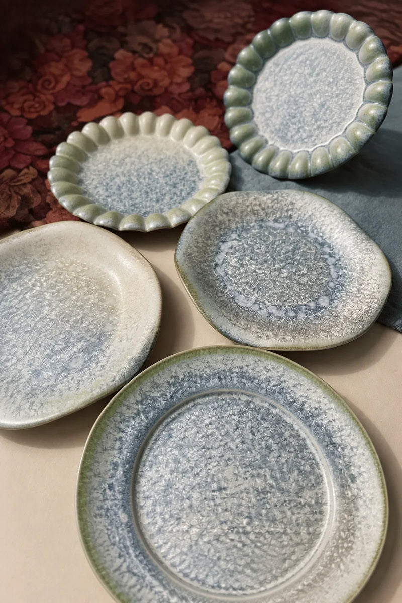Frost Garden Blue-Green Ceramic Dessert Plate