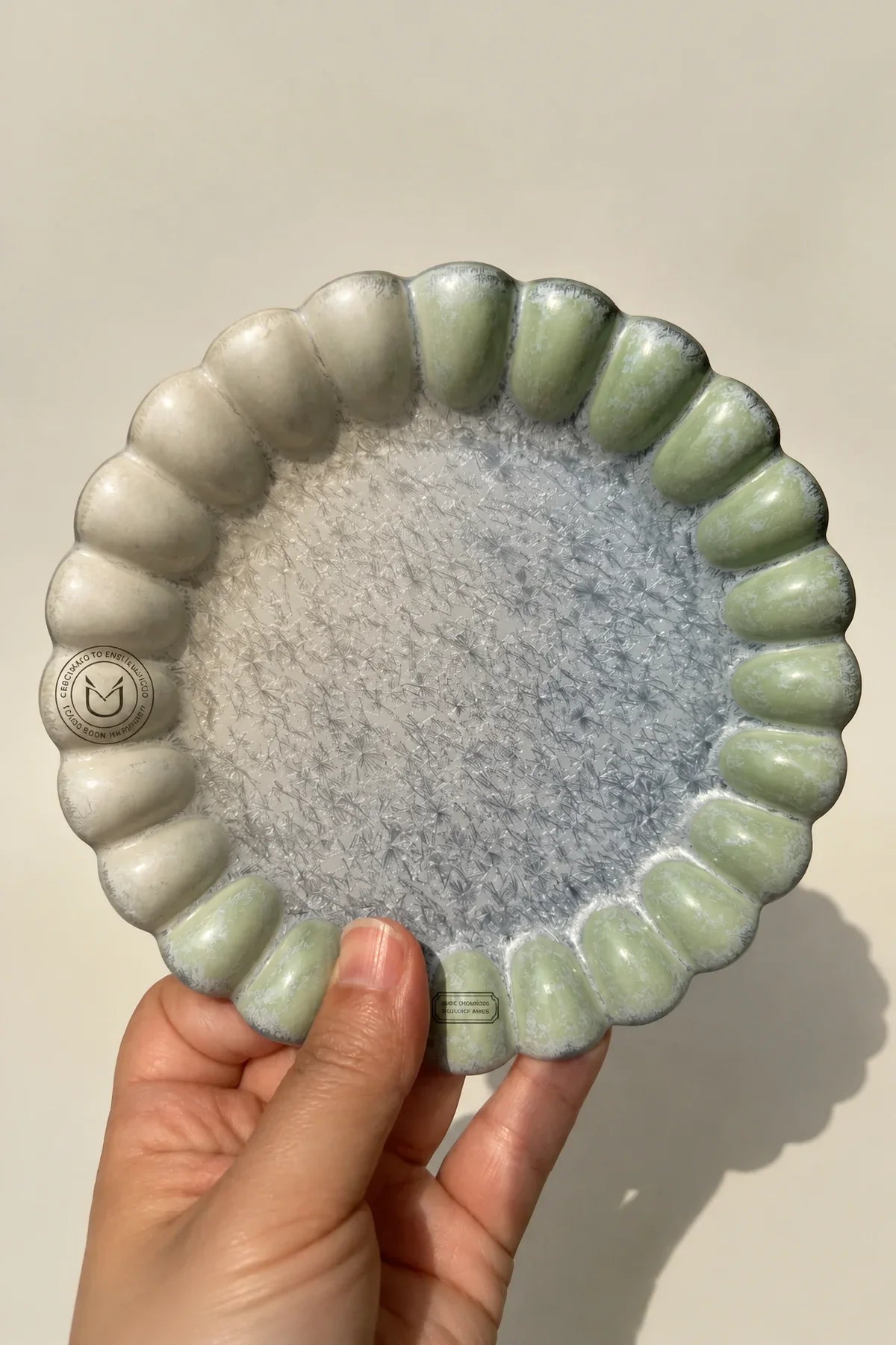 Frost Garden Blue-Green Ceramic Dessert Plate