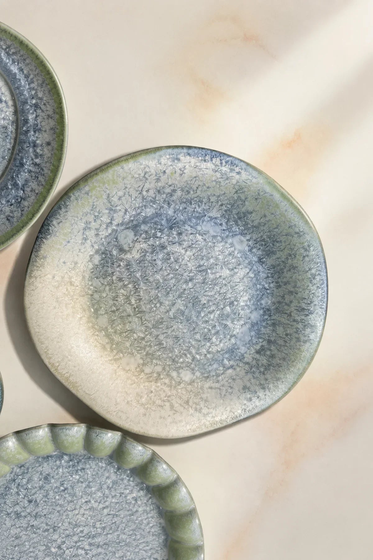 Frost Garden Blue-Green Ceramic Dessert Plate