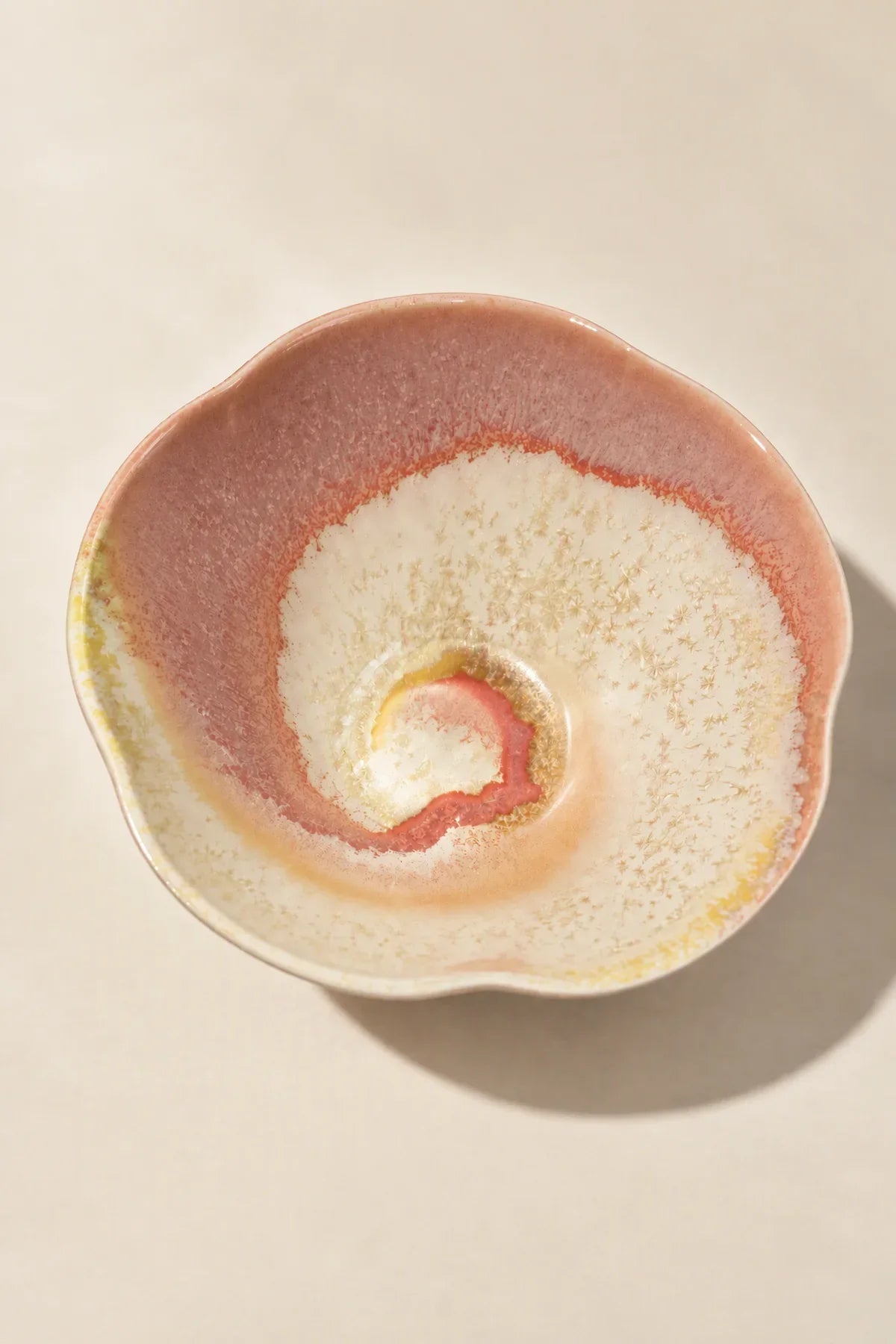 Frosted Bloom Blush Ceramic Serving Bowl