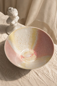 Frosted Bloom Blush Ceramic Serving Bowl
