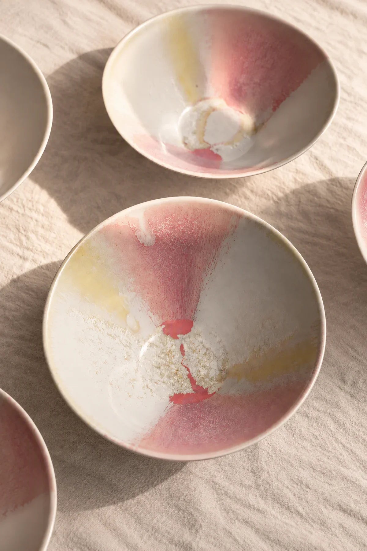 Frosted Bloom Blush Ceramic Serving Bowl