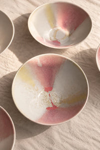 Frosted Bloom Blush Ceramic Serving Bowl