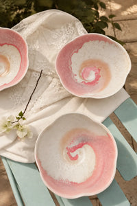 Frosted Bloom Blush Ceramic Serving Bowl