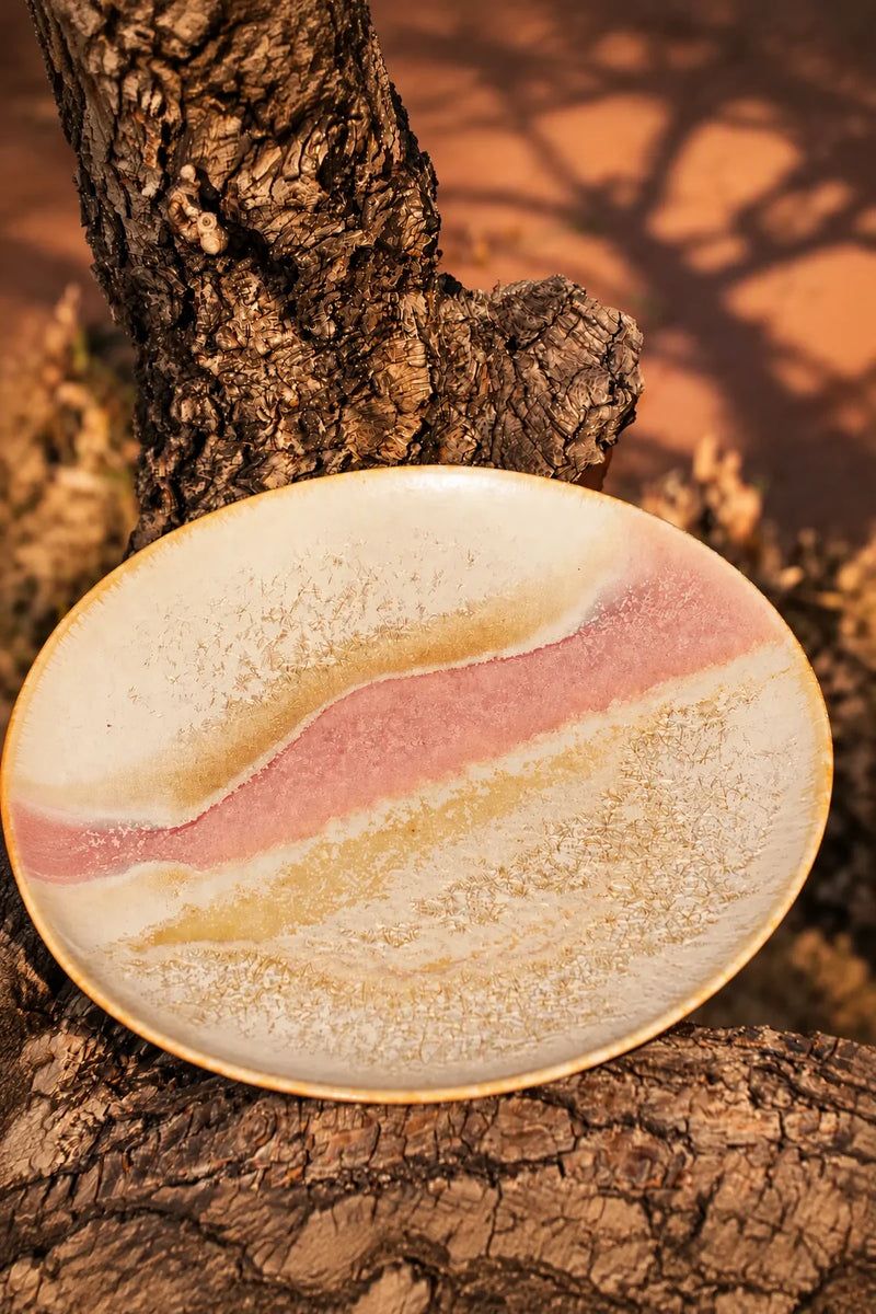 Dawn Drift Blush-Cream Ceramic Dinner Plate