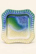 Garden Ribbon Blue-Green Ceramic Serving Plate