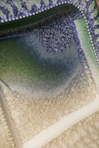 Garden Ribbon Blue-Green Ceramic Serving Plate