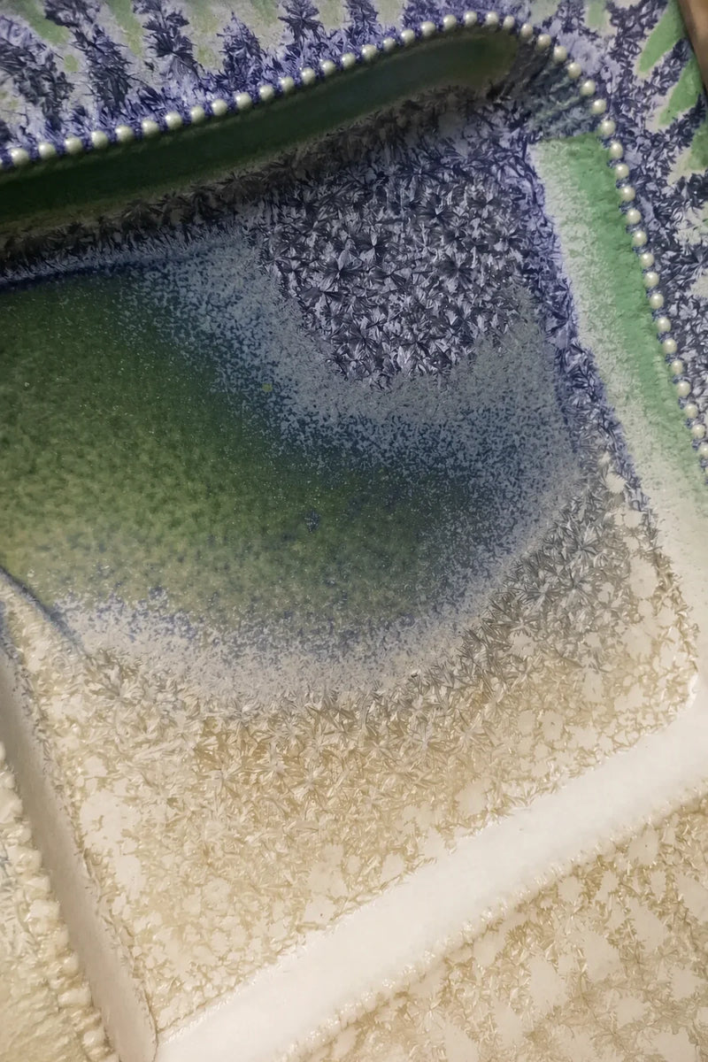 Garden Ribbon Blue-Green Ceramic Serving Plate