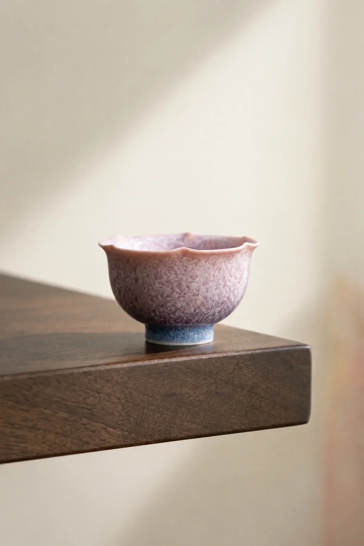 Frosted Petal Blush-and-Blue Ceramic Tea Set