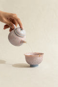 Frosted Petal Blush-and-Blue Ceramic Tea Set