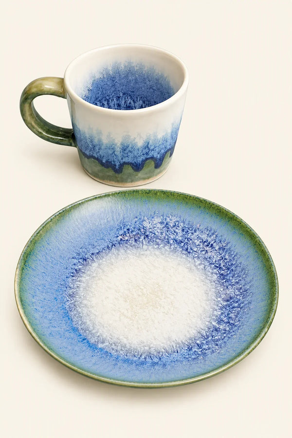 Mineral Bloom Pastel Ceramic Cup and Saucer Set