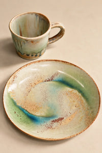 Mineral Bloom Pastel Ceramic Cup and Saucer Set