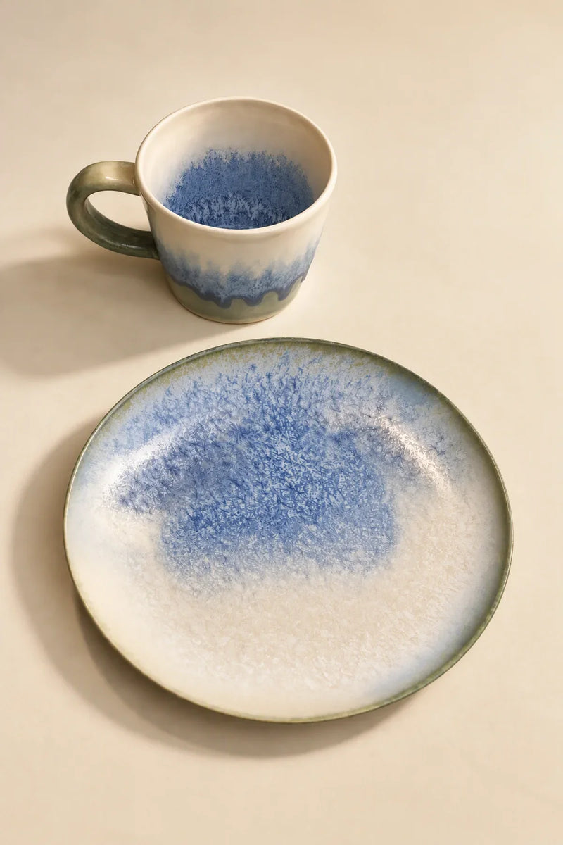 Mineral Bloom Pastel Ceramic Cup and Saucer Set