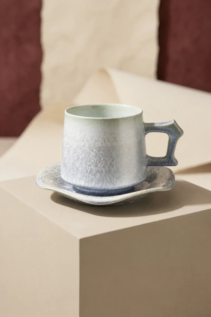First Frost Blue-Green Ceramic Coffee Cup Set