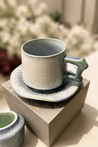 First Frost Blue-Green Ceramic Coffee Cup Set