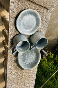 First Frost Blue-Green Ceramic Coffee Cup Set