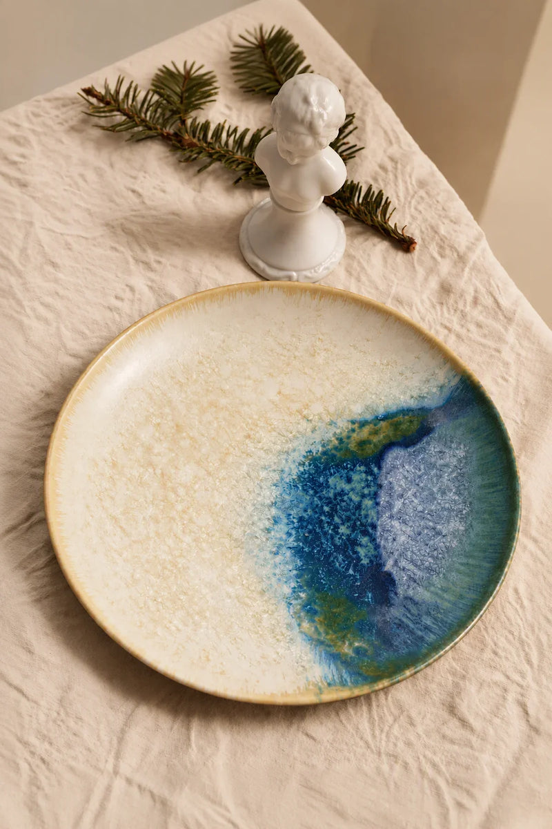 Frost Field Blue-Green Ceramic Dessert Plate