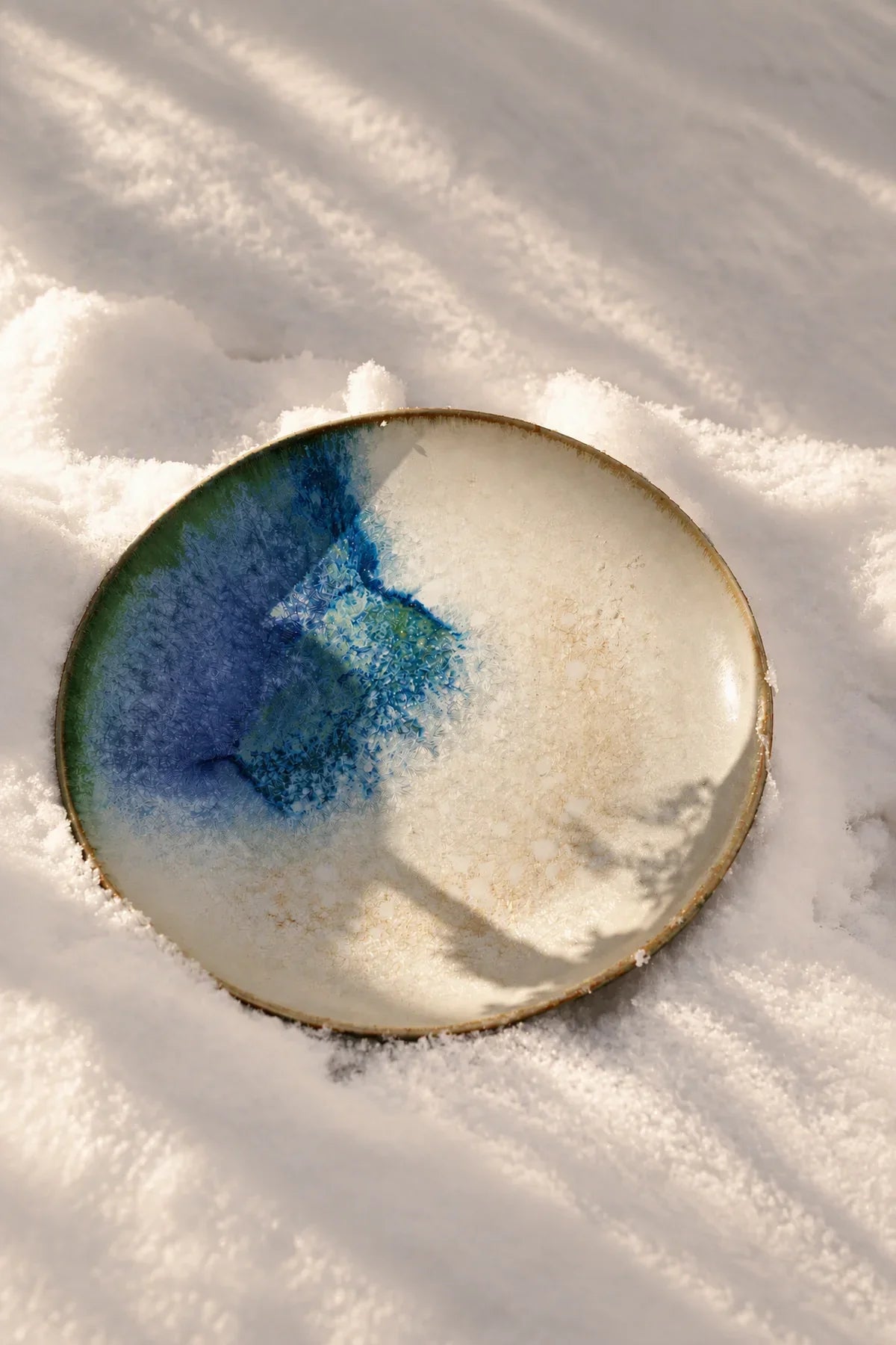 Frost Field Blue-Green Ceramic Dessert Plate