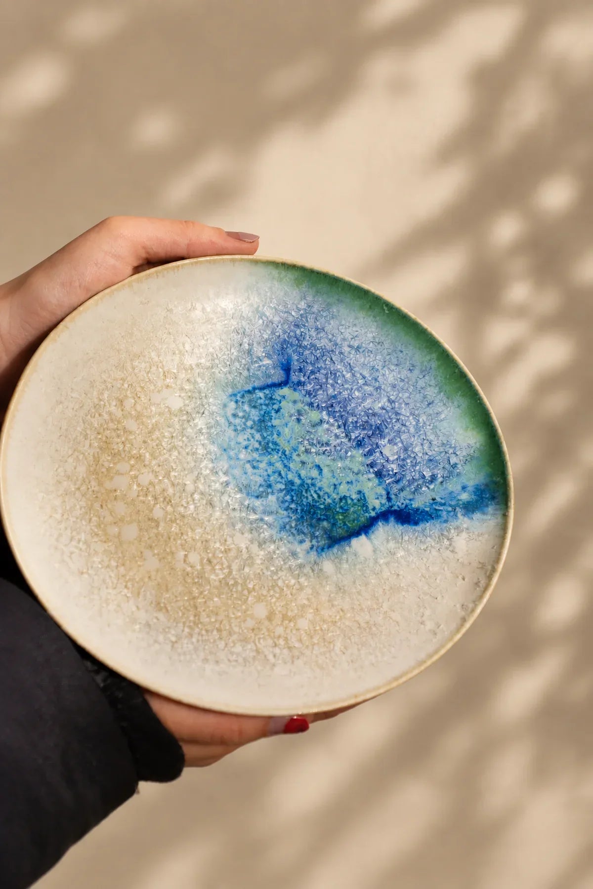 Frost Field Blue-Green Ceramic Dessert Plate