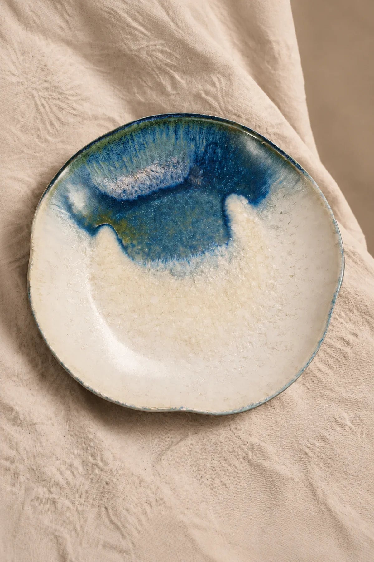 Frost Field Blue-Green Ceramic Dessert Plate