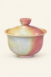 Dawn Frost Pink-Yellow Ceramic Lidded Bowl