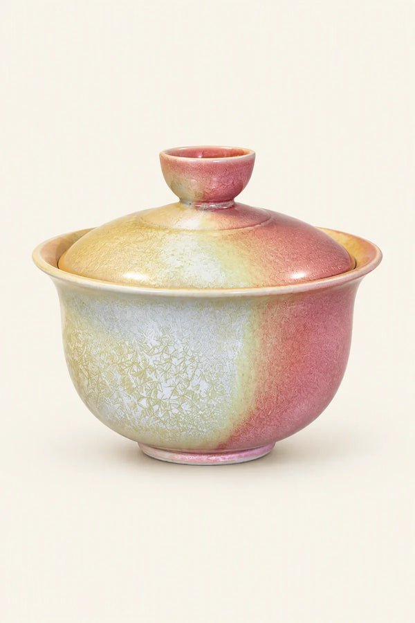 Dawn Frost Pink-Yellow Ceramic Lidded Bowl