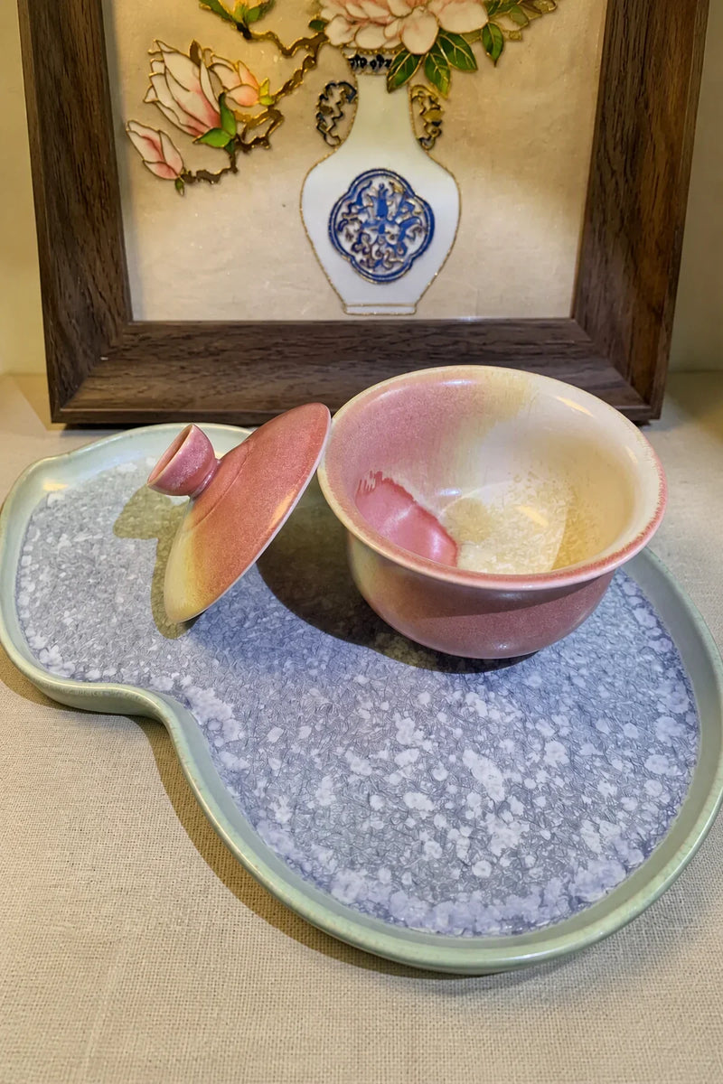 Dawn Frost Pink-Yellow Ceramic Lidded Bowl