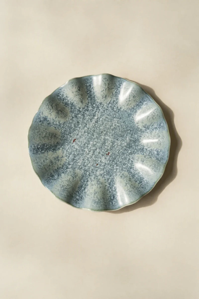 Starlit Ripple Blue Ceramic Dessert Plate