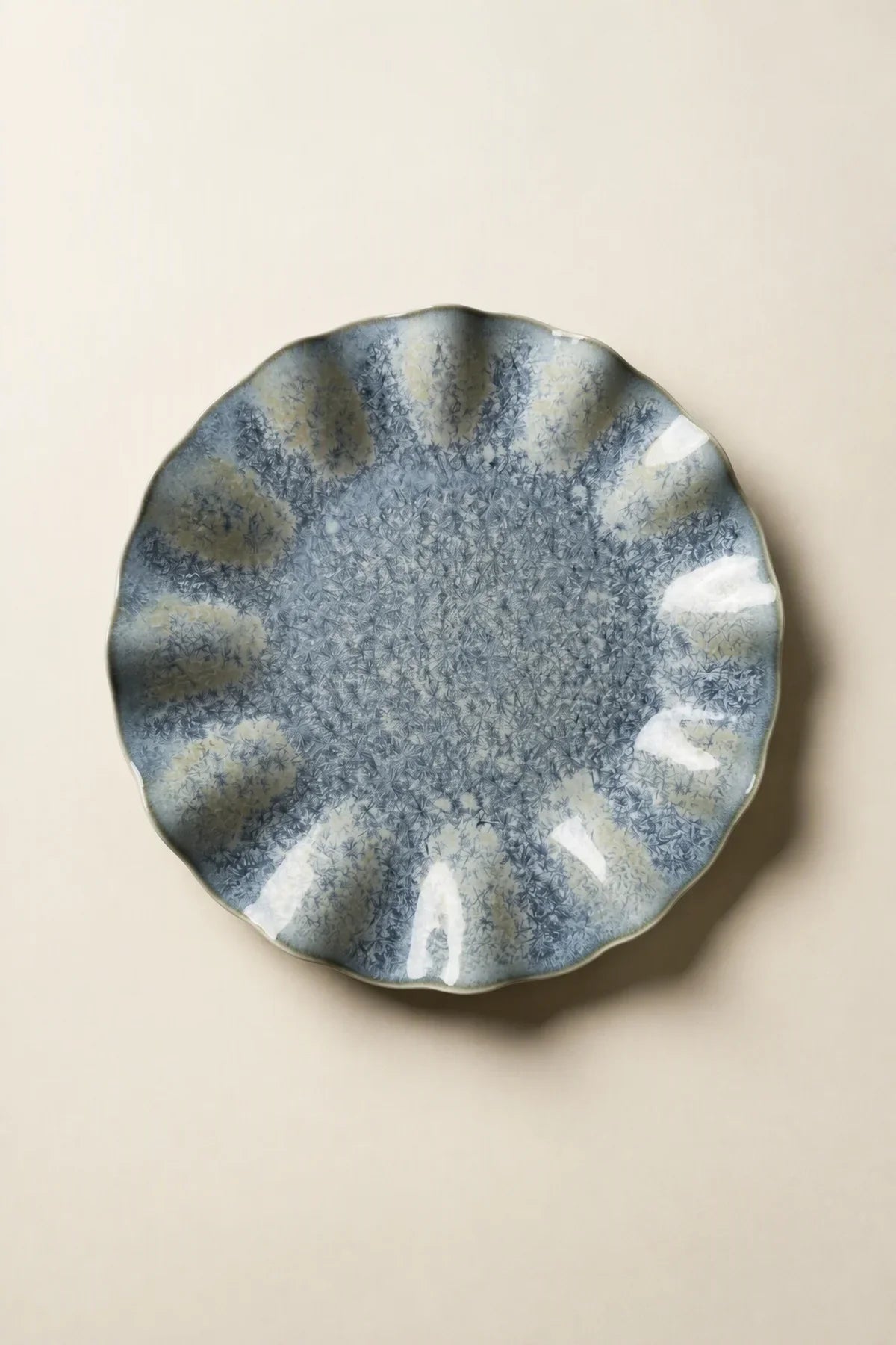 Starlit Ripple Blue Ceramic Dessert Plate
