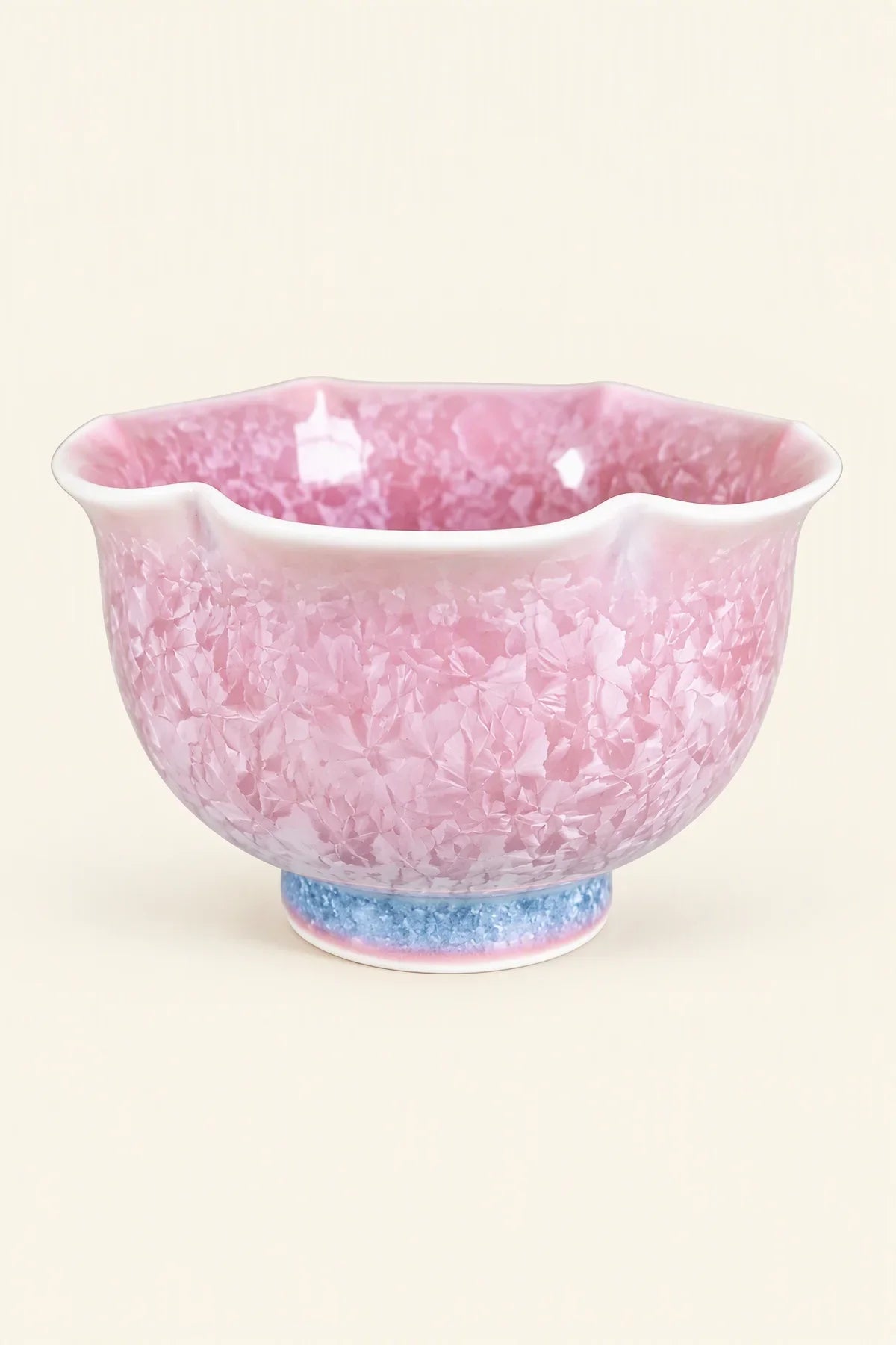 Frost Bloom Blush-Blue Ceramic Tea Cup